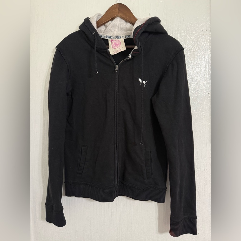 Pink Dog X Victoria Secret I Love Pink Sequence Black Full Zip Hoodie